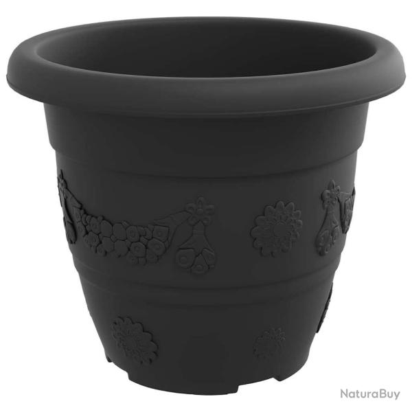 Lot de 24 pots � fleurs ronds modernes int�rieur ext�rieur 26 x 21,5 cm en plastique noir 02_0059332