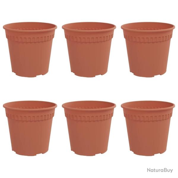 Lot de 6 pots � fleurs ronds modernes jardin balcon 19 x 19 x 16 cm l�gers en plastique rouge briqu
