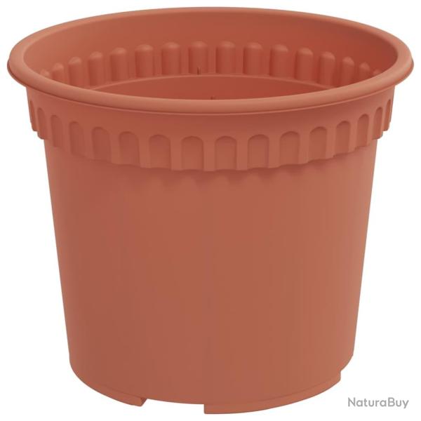 Lot de 24 pots � fleurs ronds modernes pour balcon jardin 12,5 x 10 cm en plastique rouge brique 02