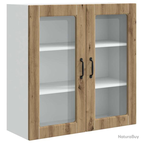 Armoire de cuisine murale moderne rangement int�rieur 80 x 31 x 80 cm en bois d'ing�nierie ch�ne ar
