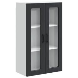Armoire de cuisine moderne murale espace de rangement 60 x 31 x 100 cm en bois d'ing&eacute;nierie noir 02