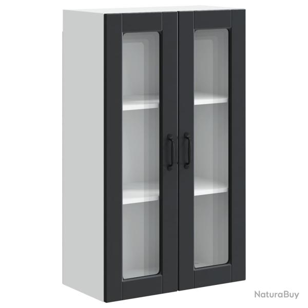 Armoire de cuisine moderne murale espace de rangement 60 x 31 x 100 cm en bois d'ing�nierie noir 02