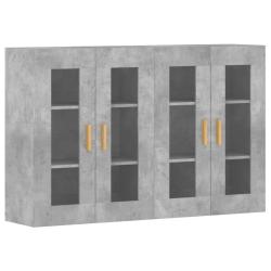 Lot de 2 armoires murales pratiques rangement vertical 69,5 x 34 x 90 cm en bois d'ing&eacute;nierie gris