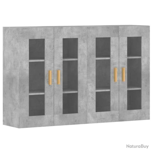 Lot de 2 armoires murales pratiques rangement vertical 69,5 x 34 x 90 cm en bois d'ing�nierie gris