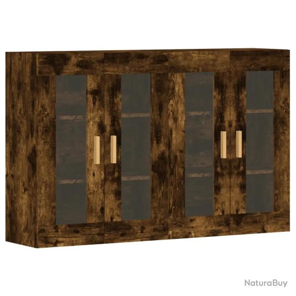 Lot de 2 armoires murales rangement pratique design mural 69,5 x 34 x 90 cm en bois d'ing�nierie ch