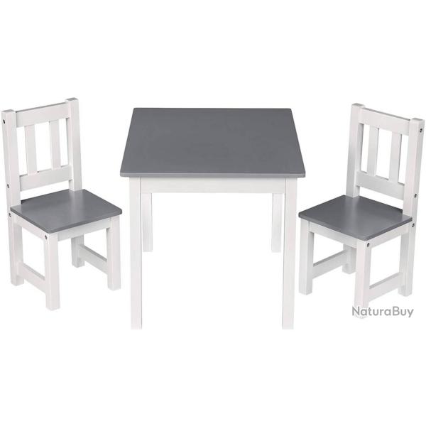 Table pour enfants avec 2 chaises blanc-gris 19_0000199