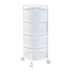 Chariot de service desserte cuisine salon meuble de rangement &agrave; 4 niveaux acier 75 x 33 cm blanc 03