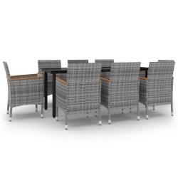 Ensemble &agrave; d&icirc;ner salon de jardin meuble d'ext&eacute;rieur coussins 9 pi&egrave;ces r&eacute;sine tress&eacute;e verre gris 02_
