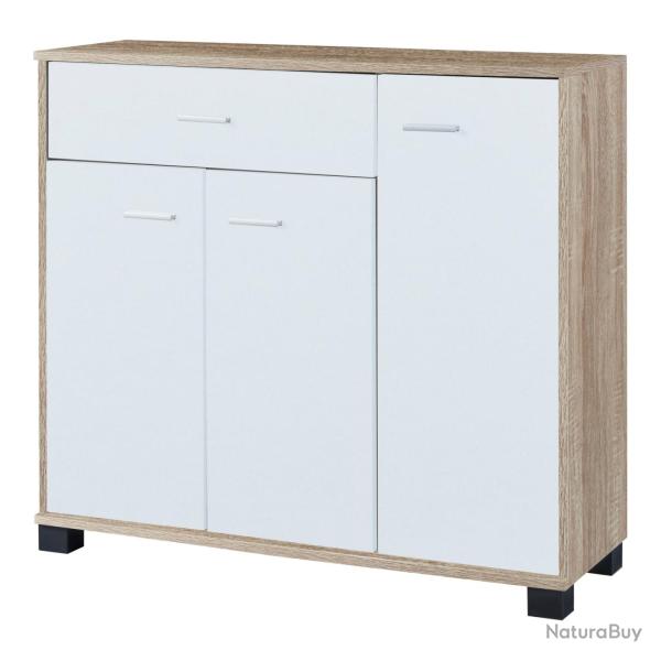 Meuble � chaussures panneau de particules 72 x 80 x 28 cm effet ch�ne blanc 03_0007621