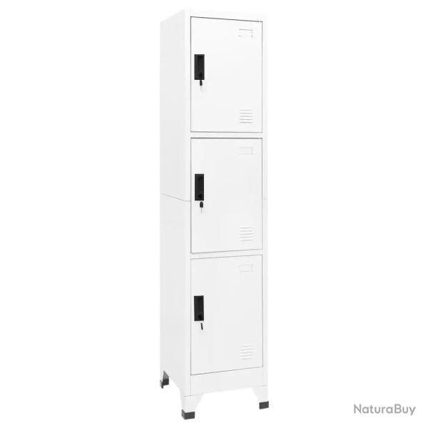 Armoire � casiers moderne bureau 38 x 45 x 180 cm avec 3 portes verrouillables en acier blanc 02_00