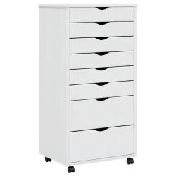 Armoire roulante rangement pratique avec 8 tiroirs 53 x 39 x 103 cm design moderne en bois de pin b