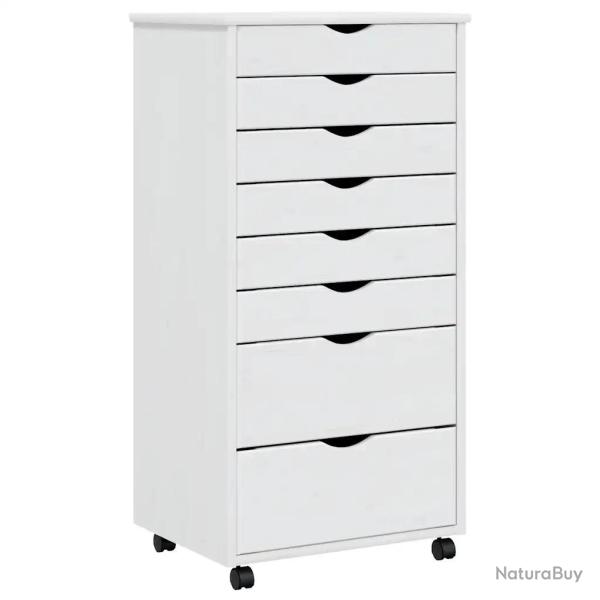 Armoire roulante rangement pratique avec 8 tiroirs 53 x 39 x 103 cm design moderne en bois de pin b