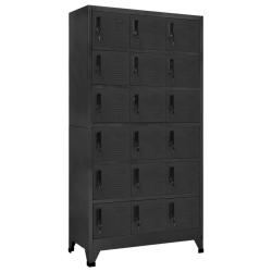 Armoire &agrave; casiers moderne pour bureau 90 x 40 x 180 cm avec 18 portes verrouillables en acier anthr