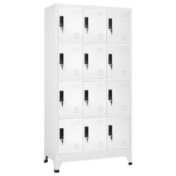 Armoire &agrave; casiers moderne 90 x 45 x 180 cm avec 12 portes verrouillables bureau en acier blanc 02_0