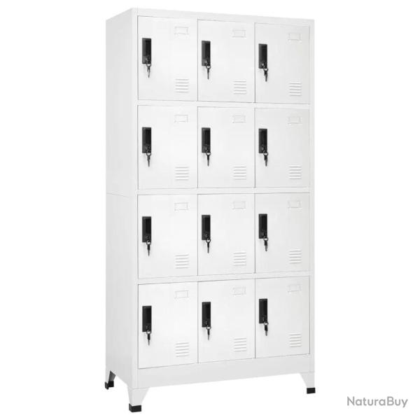 Armoire � casiers moderne 90 x 45 x 180 cm avec 12 portes verrouillables bureau en acier blanc 02_0