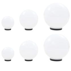 Lot de 6 lampes &agrave; LED d&eacute;coratives sph&eacute;riques 20 x 30 x 40 cm jardin ambiance cosy en PMMA blanc 02_