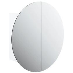 Armoire de salle de bain miroir rond LED murale design moderne 40 x 40 x 17,5 cm en bois blanc 02_0