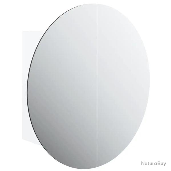 Armoire de salle de bain miroir rond LED murale design moderne 40 x 40 x 17,5 cm en bois blanc 02_0