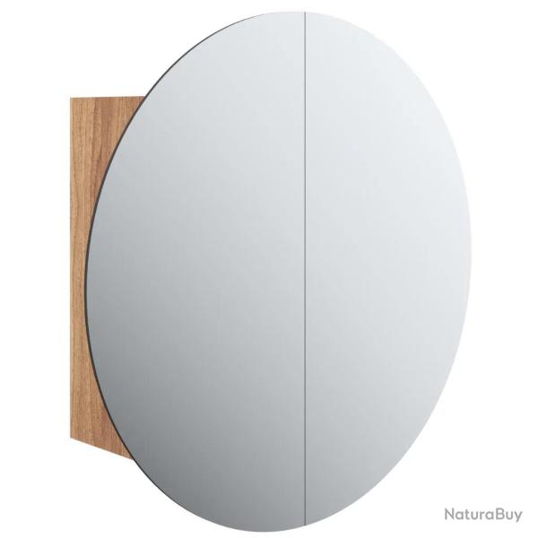 Armoire de salle de bain murale avec miroir rond et LED 40 x 40 x 17,5 cm espace de rangement prati