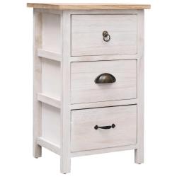 Armoire lat&eacute;rale 35 x 25 x 57 cm 3 tiroirs pratique support d&eacute;coratif en bois de paulownia blanc 02