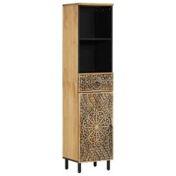 Armoire de salle de bain 38 x 33 x 160 cm rangement spacieux style r&eacute;tro en bois massif de manguier