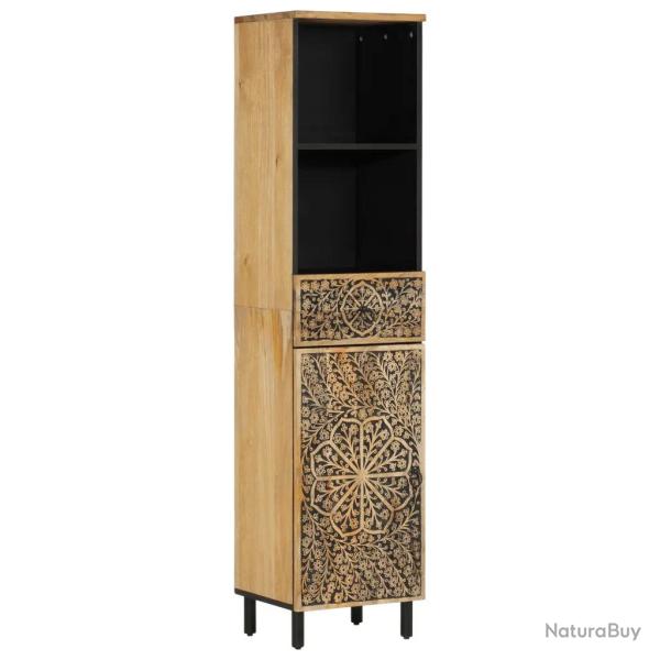 Armoire de salle de bain 38 x 33 x 160 cm rangement spacieux style r�tro en bois massif de manguier