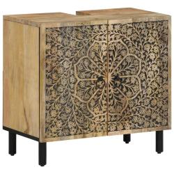 Armoire lavabo r&eacute;tro salle de bain 62 x 33 x 58 cm avec grand espace de rangement en bois massif ma