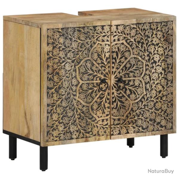 Armoire lavabo r�tro salle de bain 62 x 33 x 58 cm avec grand espace de rangement en bois massif ma