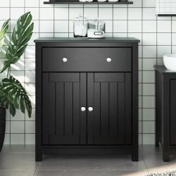 Armoire de salle de bain moderne avec 1 tiroir et 2 portes 69,5 x 34 x 80 cm en pin massif noir 02_