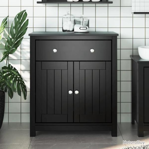 Armoire de salle de bain moderne avec 1 tiroir et 2 portes 69,5 x 34 x 80 cm en pin massif noir 02_