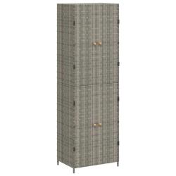 Armoire de rangement jardin 59 x 40 x 180 cm design fonctionnelle 4 compartiments en r&eacute;sine tress&eacute;e