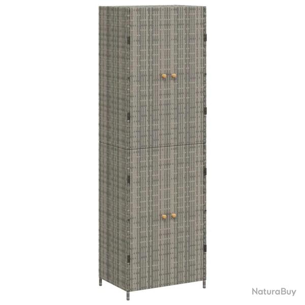 Armoire de rangement jardin 59 x 40 x 180 cm design fonctionnelle 4 compartiments en r�sine tress�e