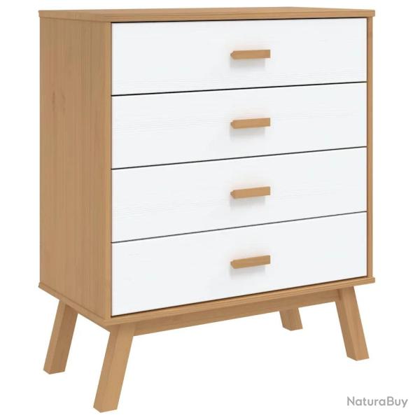 Armoire � tiroirs scandinave bois massif 76,5 x 39 x 90 cm grand espace de rangement design blanc 0