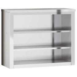Armoire murale de cuisine argent&eacute; avec 2 &eacute;tag&egrave;res design moderne 92 x 40 x 75 cm en acier inoxydabl
