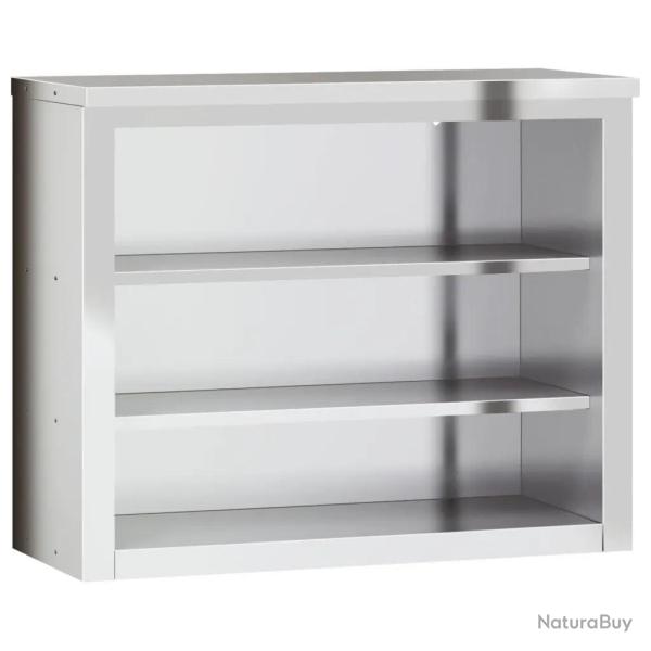 Armoire murale de cuisine argent� avec 2 �tag�res design moderne 92 x 40 x 75 cm en acier inoxydabl