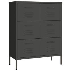 Armoire &agrave; tiroirs 80 x 35 x 101,5 cm 6 tiroirs avec glissi&egrave;res en acier anthracite robustesse moder