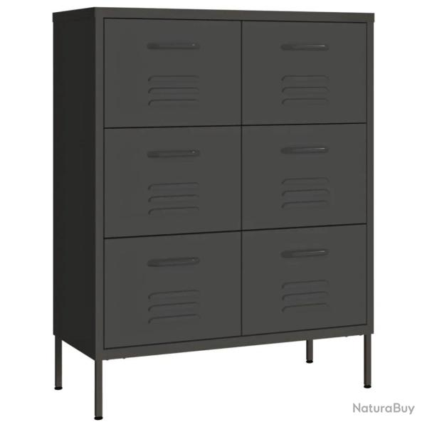 Armoire � tiroirs 80 x 35 x 101,5 cm 6 tiroirs avec glissi�res en acier anthracite robustesse moder