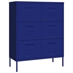 Armoire &agrave; tiroirs rangement 80 x 35 x 101 cm 6 tiroirs glissi&egrave;res en acier bleu marine 02_0046836