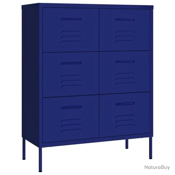 Armoire � tiroirs rangement 80 x 35 x 101 cm 6 tiroirs glissi�res en acier bleu marine 02_0046836