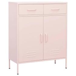 Armoire de rangement en acier 80 x 35 x 101,5 cm avec 2 tiroirs et &eacute;tag&egrave;re r&eacute;glable style contempor