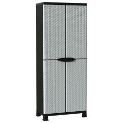 Armoire de rangement en plastique gris 68 x 39 x 171 cm compacte avec &eacute;tag&egrave;res r&eacute;glables design mod