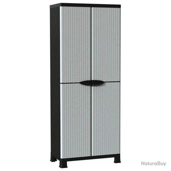 Armoire de rangement en plastique gris 68 x 39 x 171 cm compacte avec �tag�res r�glables design mod