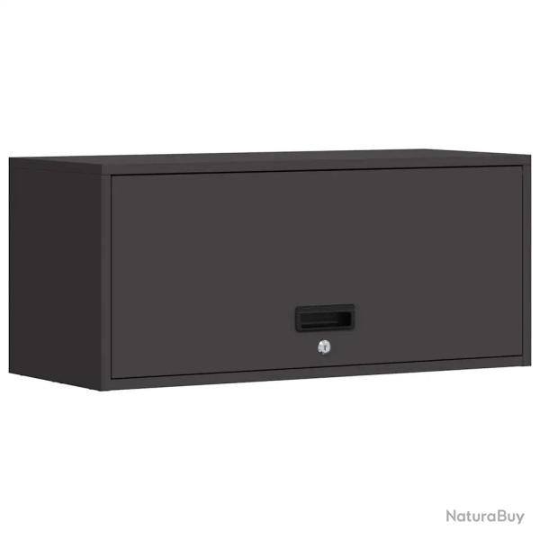 Armoire murale chic moderne espace gain garage 80 x 33 x 35 cm en acier noir 02_0052849