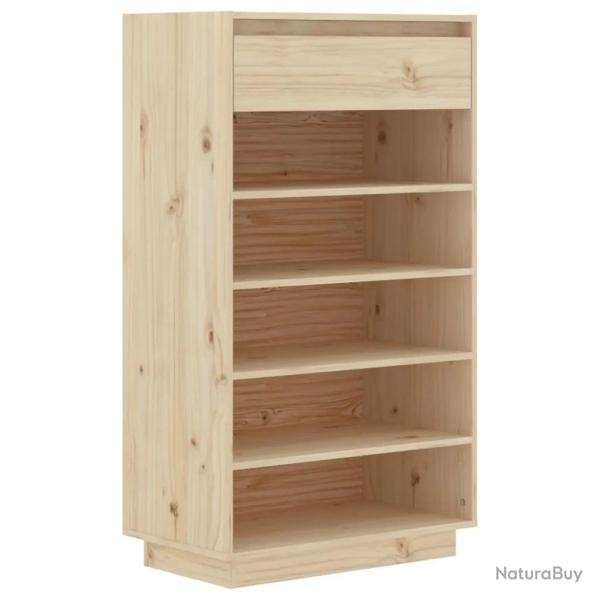 Armoire � chaussures en bois de pin massif pratique avec tiroirs 60 x 34 x 105 cm en bois naturel 0