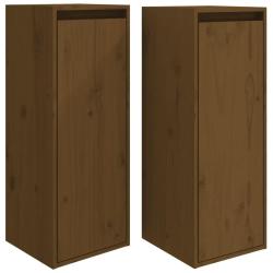 Lot de 2 armoires murales pratiques et d&eacute;coratives 30 x 30 x 80 cm en bois de pin massif marron mie