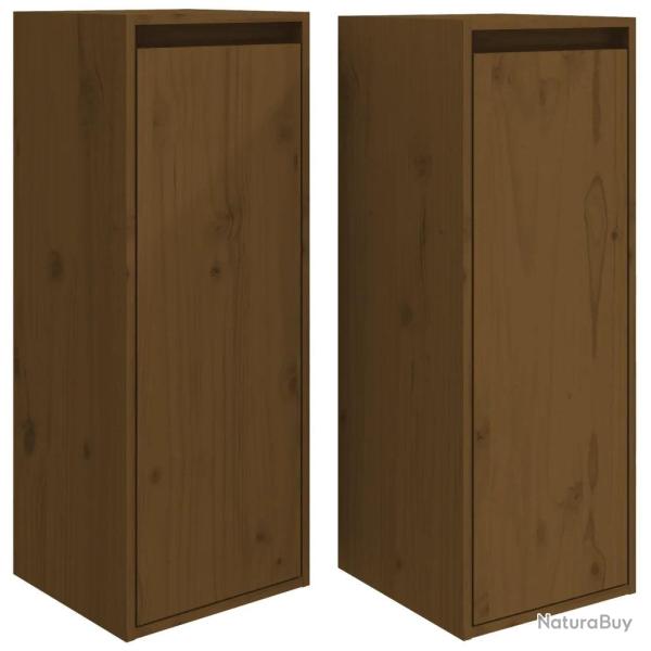 Lot de 2 armoires murales pratiques et d�coratives 30 x 30 x 80 cm en bois de pin massif marron mie