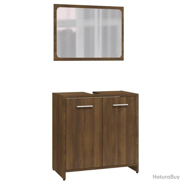Meuble de salle de bain avec miroir espace de rangement 60 x 33 x 61 cm design �pur� en bois d'ing�