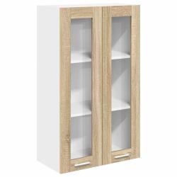 Armoire suspendue moderne avec 2 portes de rangement 60 x 31 x 100 cm en bois d'ing&eacute;nierie ch&ecirc;ne so