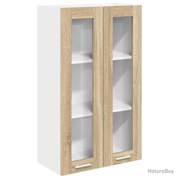 Armoire suspendue moderne avec 2 portes de rangement 60 x 31 x 100 cm en bois d'ing�nierie ch�ne so