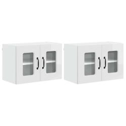 Lot de 2 armoires murales de cuisine modernes espace de rangement 60 x 31 x 40 cm en bois d'ing&eacute;nie